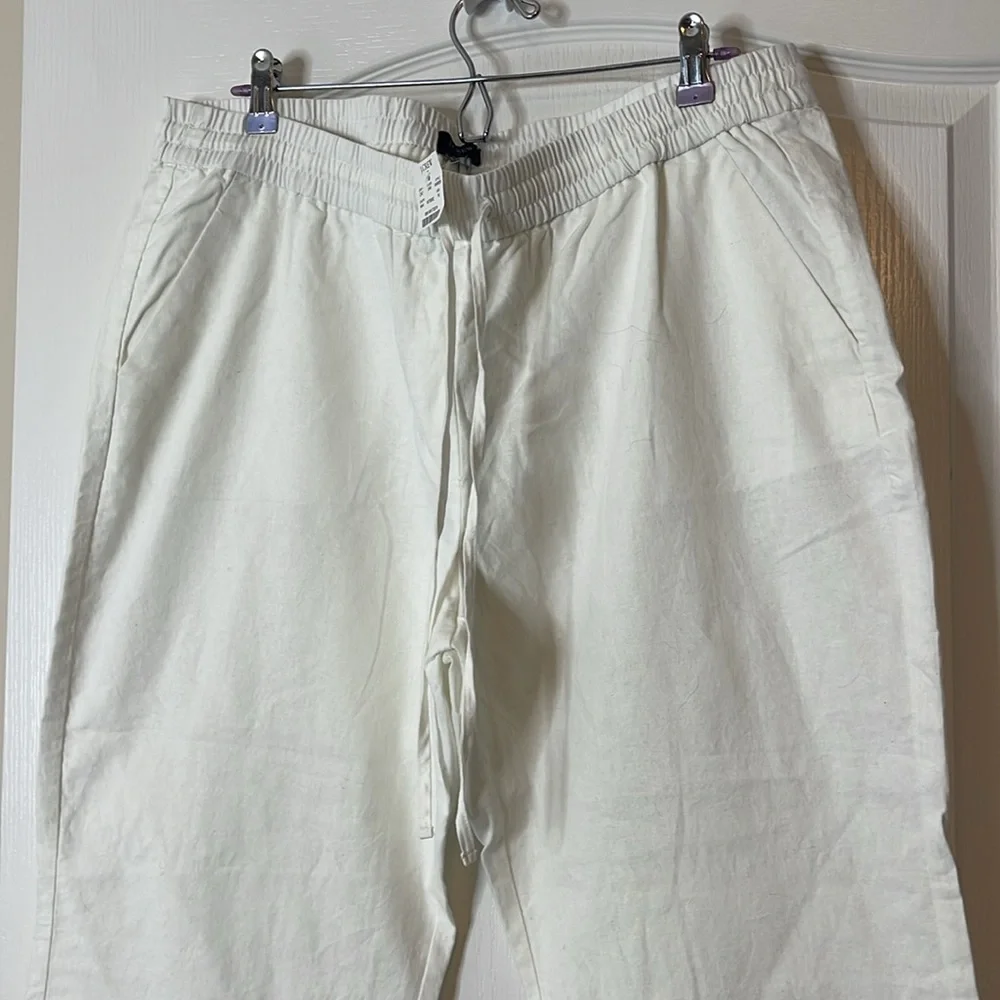 J Crew Linen Cotton Blend Drawstring Pants White 16